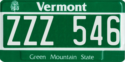 VT license plate ZZZ546