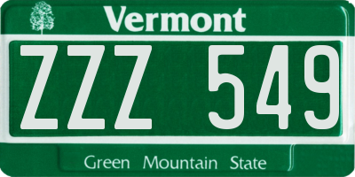 VT license plate ZZZ549