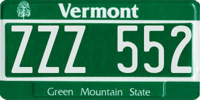 VT license plate ZZZ552