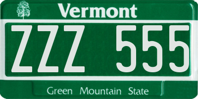VT license plate ZZZ555