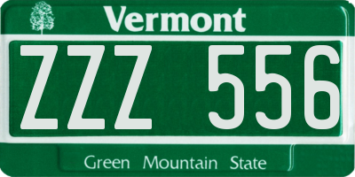 VT license plate ZZZ556