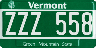 VT license plate ZZZ558