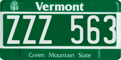 VT license plate ZZZ563