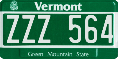 VT license plate ZZZ564