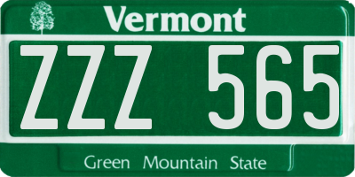 VT license plate ZZZ565
