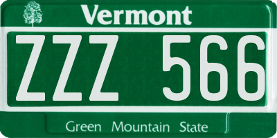 VT license plate ZZZ566