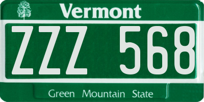 VT license plate ZZZ568