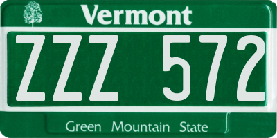 VT license plate ZZZ572