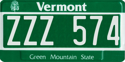VT license plate ZZZ574