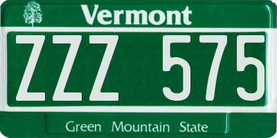 VT license plate ZZZ575