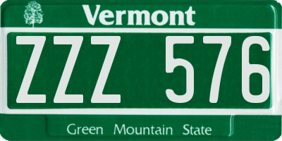VT license plate ZZZ576