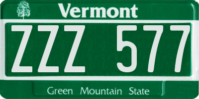 VT license plate ZZZ577