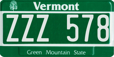VT license plate ZZZ578