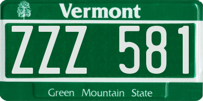 VT license plate ZZZ581