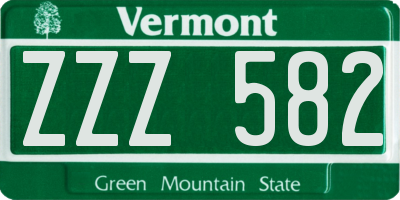 VT license plate ZZZ582