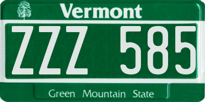 VT license plate ZZZ585