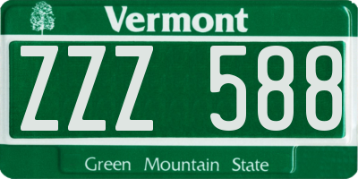 VT license plate ZZZ588