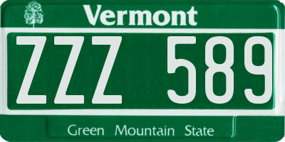 VT license plate ZZZ589