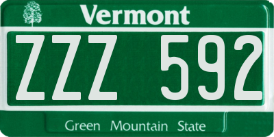 VT license plate ZZZ592