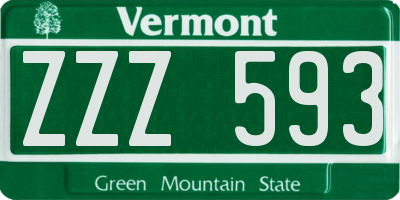 VT license plate ZZZ593