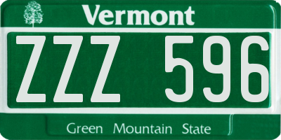 VT license plate ZZZ596