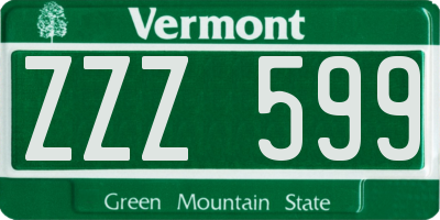 VT license plate ZZZ599