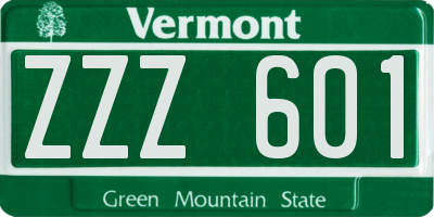 VT license plate ZZZ601