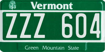 VT license plate ZZZ604