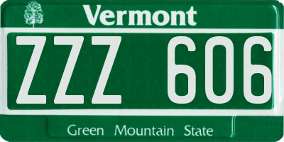 VT license plate ZZZ606