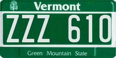 VT license plate ZZZ610