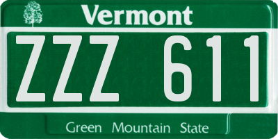 VT license plate ZZZ611