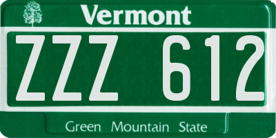 VT license plate ZZZ612