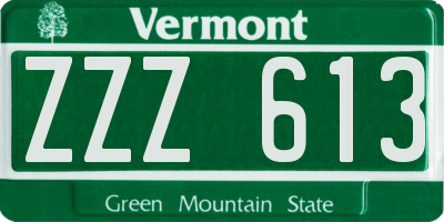 VT license plate ZZZ613