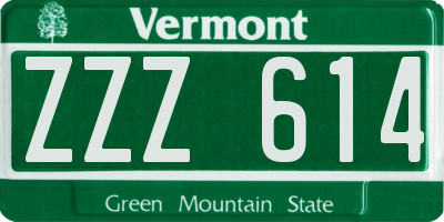VT license plate ZZZ614