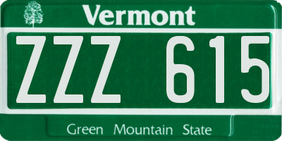 VT license plate ZZZ615