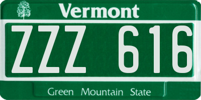 VT license plate ZZZ616