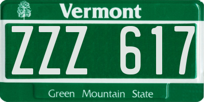 VT license plate ZZZ617