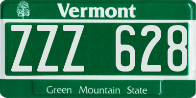 VT license plate ZZZ628
