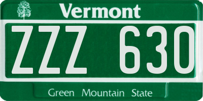 VT license plate ZZZ630