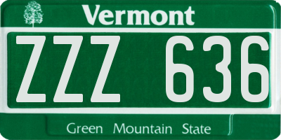 VT license plate ZZZ636