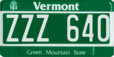 VT license plate ZZZ640