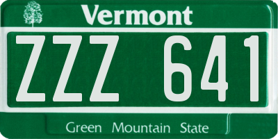VT license plate ZZZ641