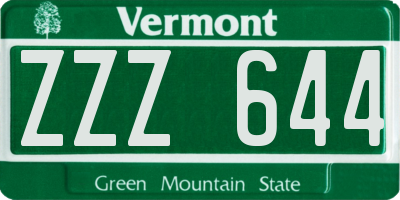VT license plate ZZZ644