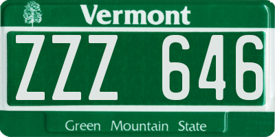 VT license plate ZZZ646