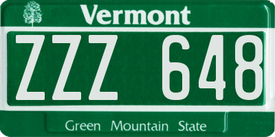 VT license plate ZZZ648