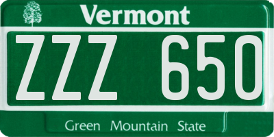 VT license plate ZZZ650