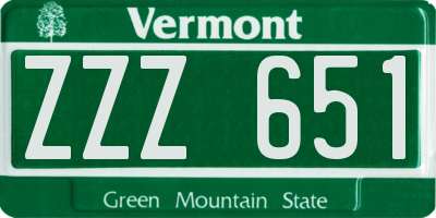 VT license plate ZZZ651