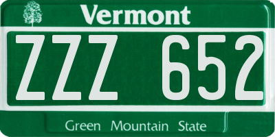 VT license plate ZZZ652