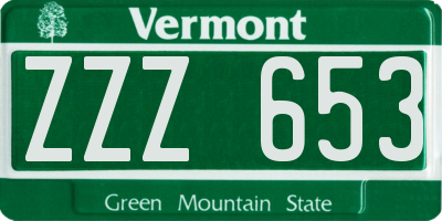 VT license plate ZZZ653