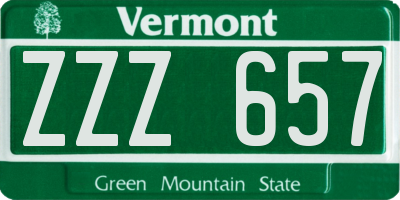 VT license plate ZZZ657